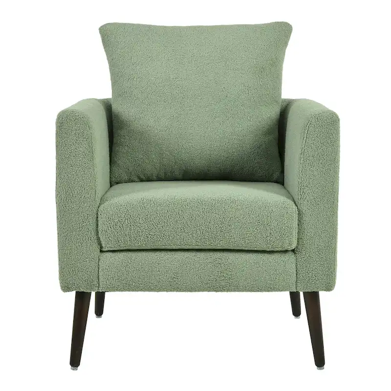 Modern 26.77 Upholstered Arm Chair with Solid Wood Legs and Waist Pillow