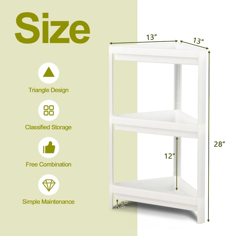 2PCS 3 Tier Detachable Floor Corner Shower Shelf Counter Corner