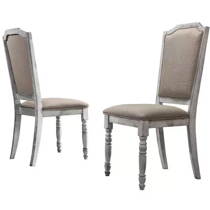 GDFStudio Ashford Transitional Upholstered Wood Dining Chair with Turned Leg (Set of 2)