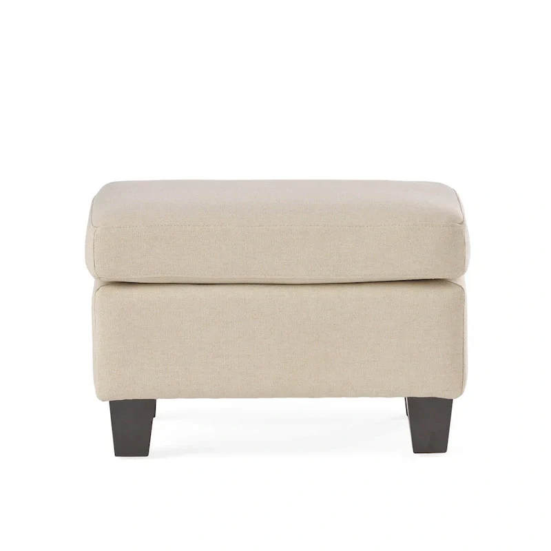 Upholstered Fabric Ottoman with Birch Wood Legs