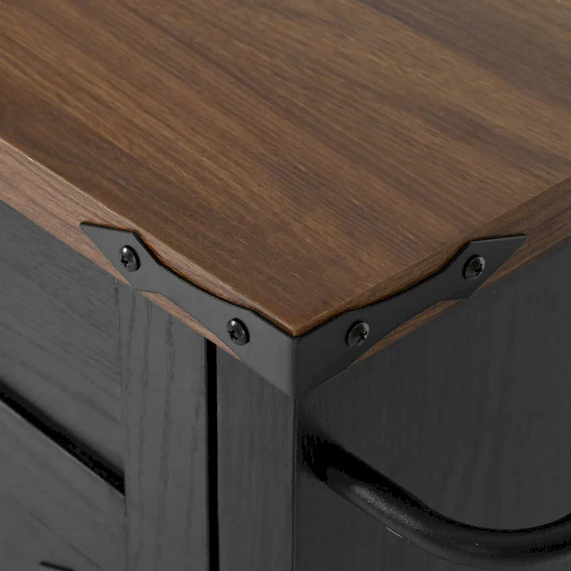 53.5 Farmhouse Kitchen Trolley with Power Outlet, Drop Leaf, Spice Rack, and Drawers, Mobile Cart on Wheels