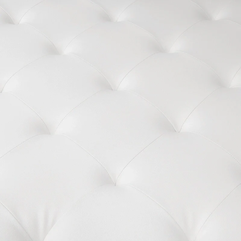 Studio Designs Home Camber Metal and Tufted Leather Large Cocktail Ottoman