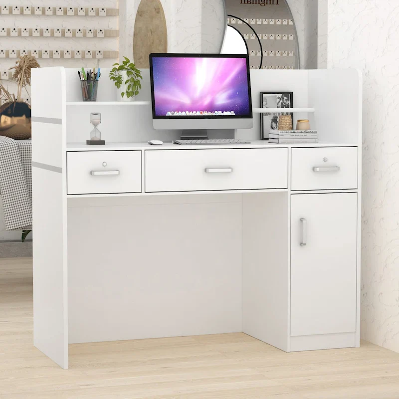Kerrogee 47.2L Reception Counter Desk with Lockable Drawers Table