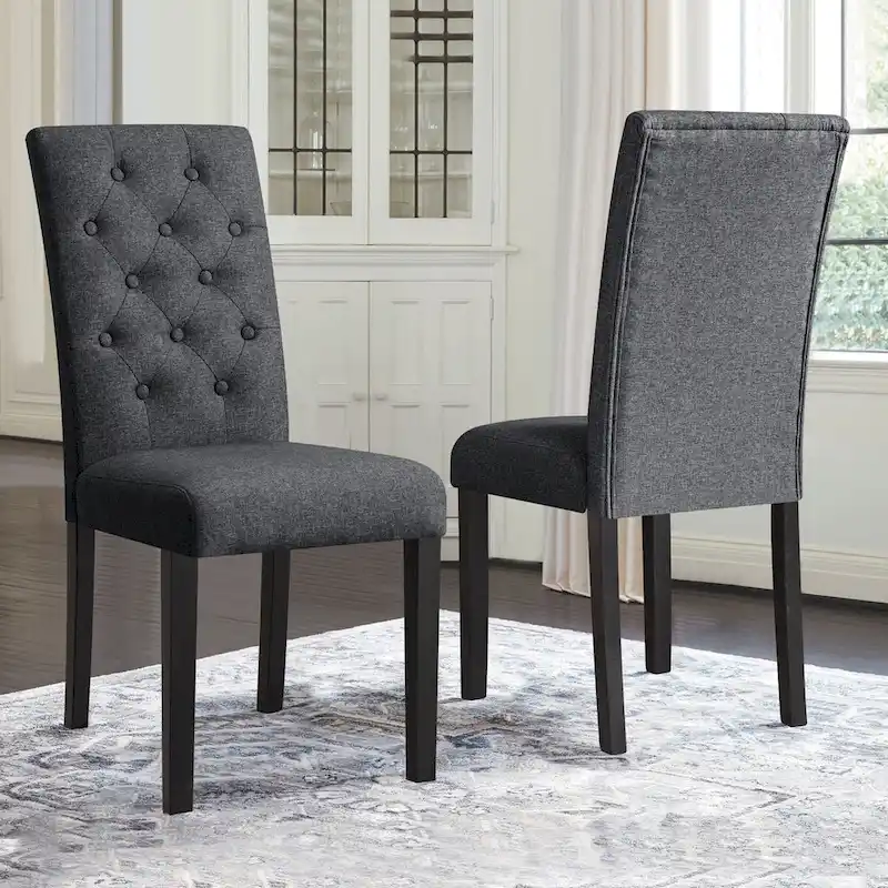 Subrtex Linen Parsons Upholstered Button Dining Chair (2-Pack)