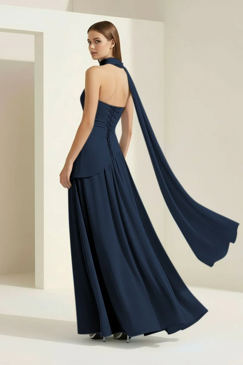 Pink - Strapless Sheath Chiffon Long Prom Dresses With Slit