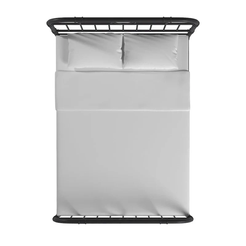 Metal Bed Frame - Black - Curved Headboard and Footboard