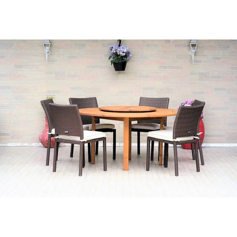 7-piece Lazy Susan Wood Dining Set - 7 Piece
