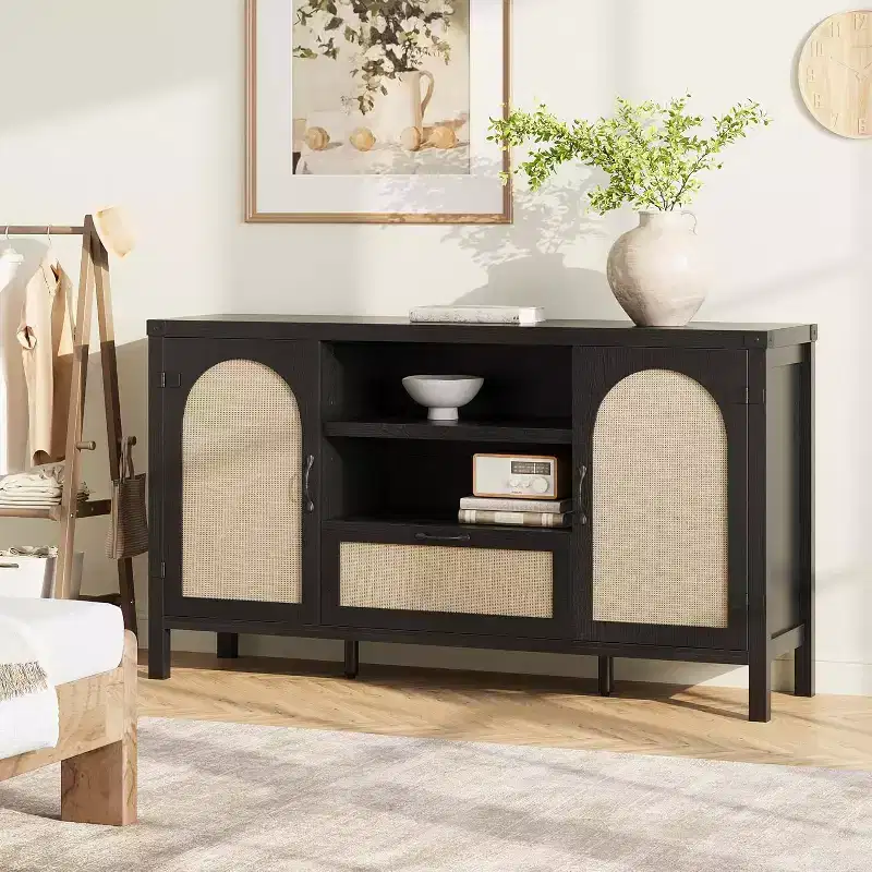 Large Buffet Sideboard Cabinet with Storages Drawers,59 Coffee Bar Cabinet with with Adjustable Shelves for Kitchen/Dining Room/Living Room
