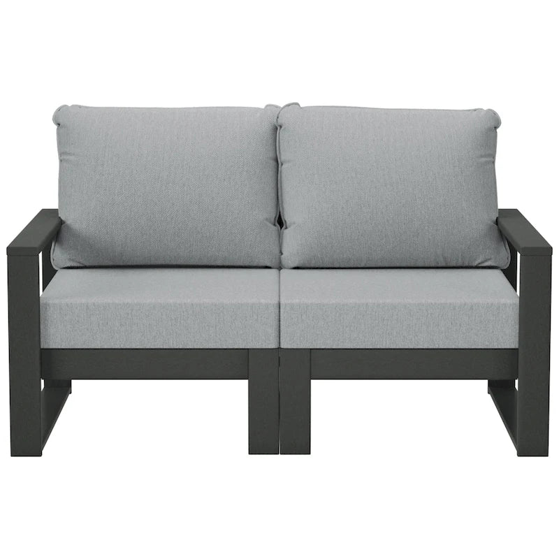 Polytrends Endless Outdoor Patio Love Seat with Gray Frame