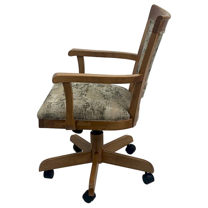 Swivel Wood Dining Caster Chair - 400 on Wheels - Custom Upholstery - 18 inch Seat