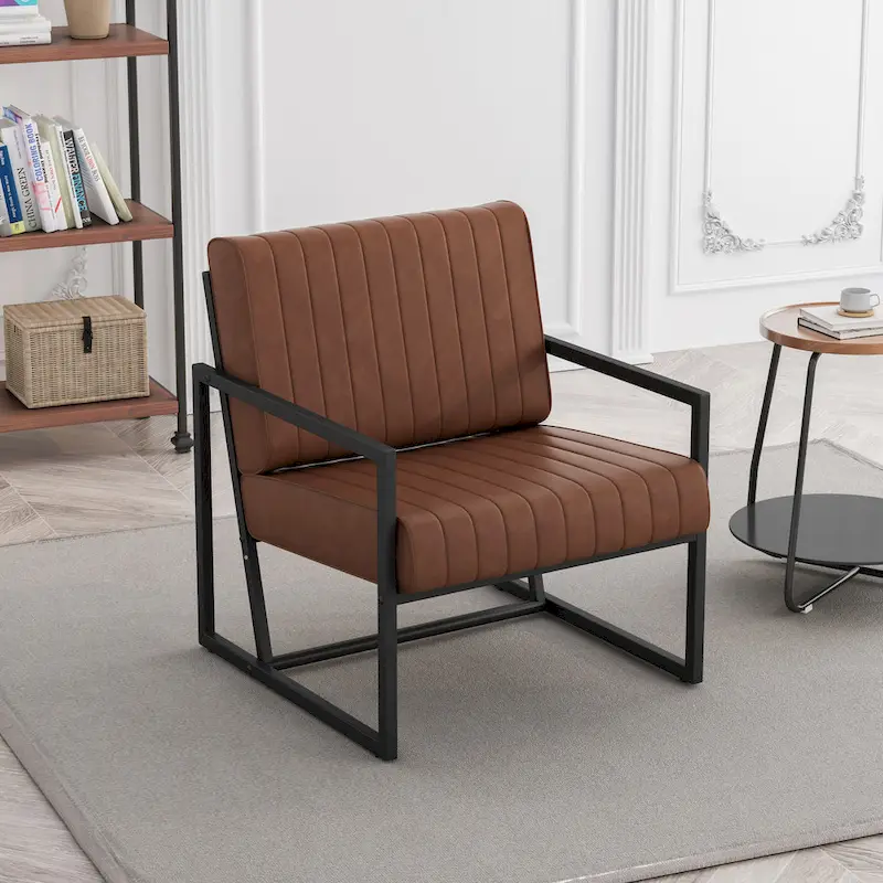 PU Leather Feature Armchair with Thick Padded Backrest