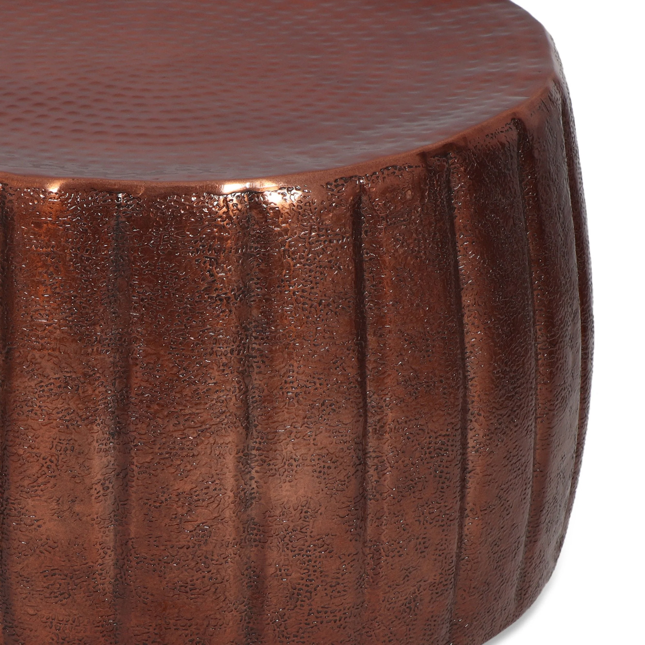 Modern Handcrafted Aluminum Pumpkin Coffee Table, Copper - NH116413