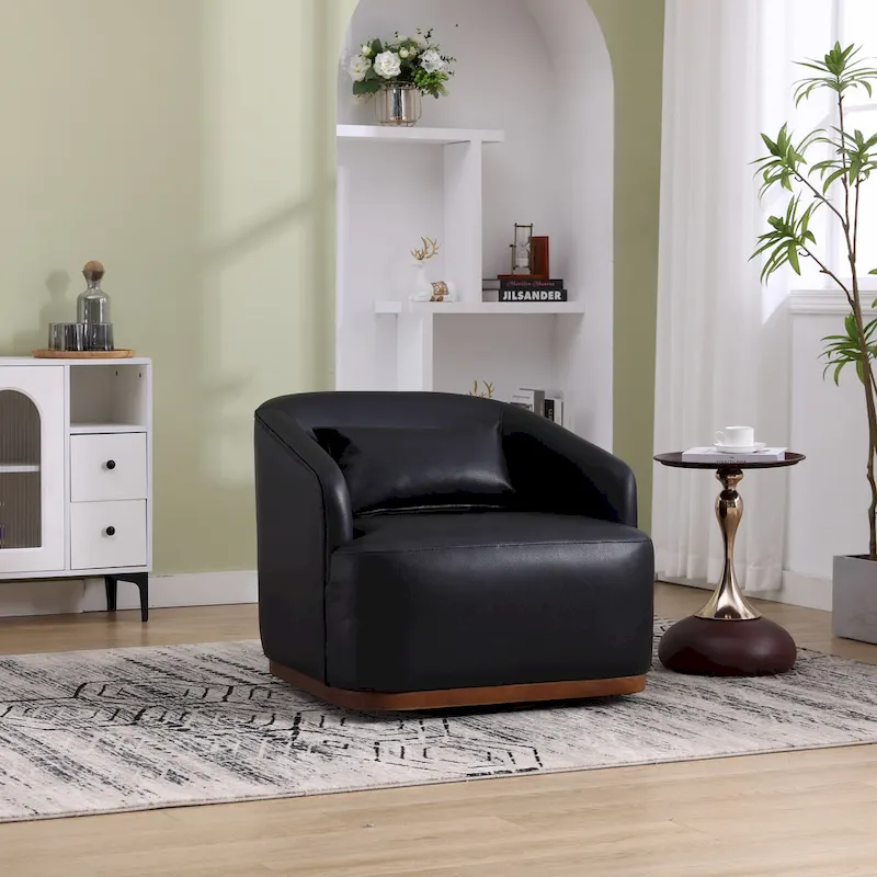 Swivel Barrel Accent Chair with Metal Base