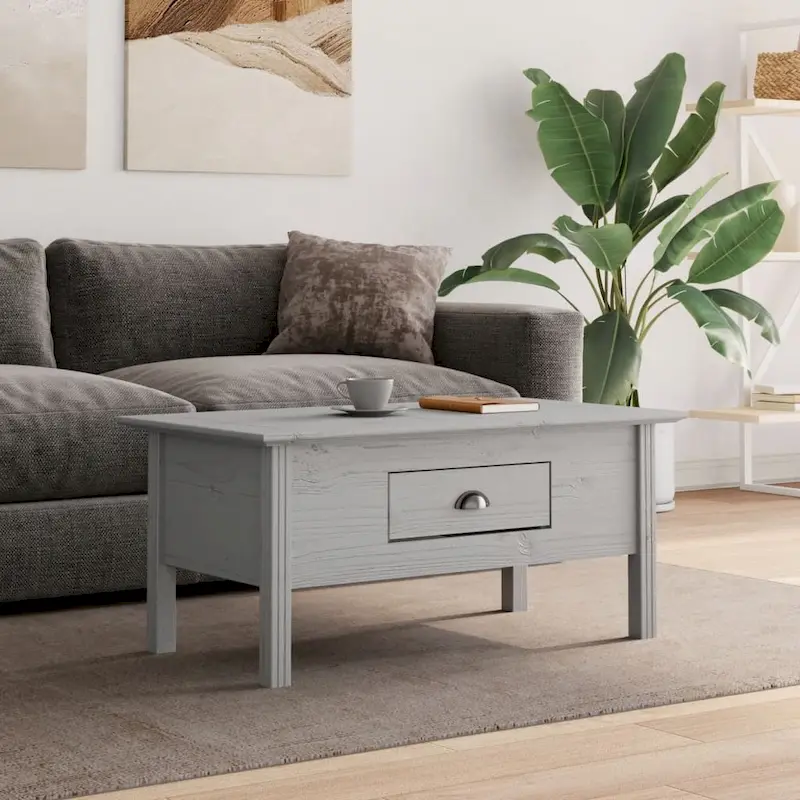 Solid Pine Wood Coffee Table - Rustic Accent Side Table for Living Room