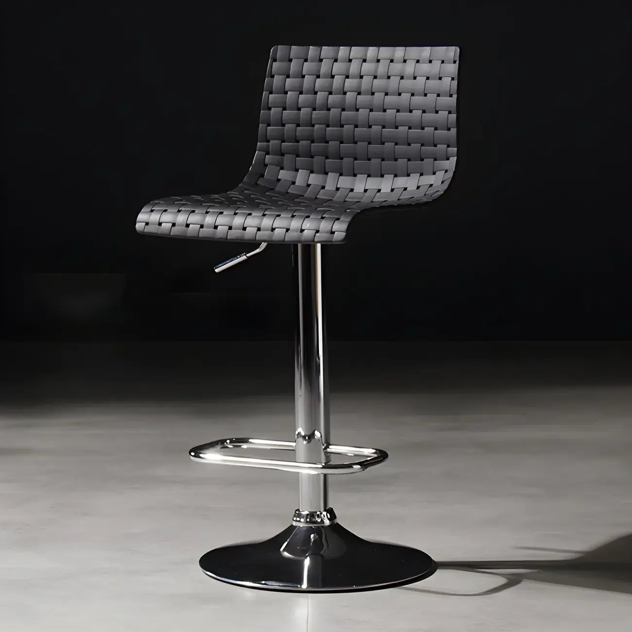 Modern Square Seat Plastic Rattan Adjustable Swivel Bar Stools