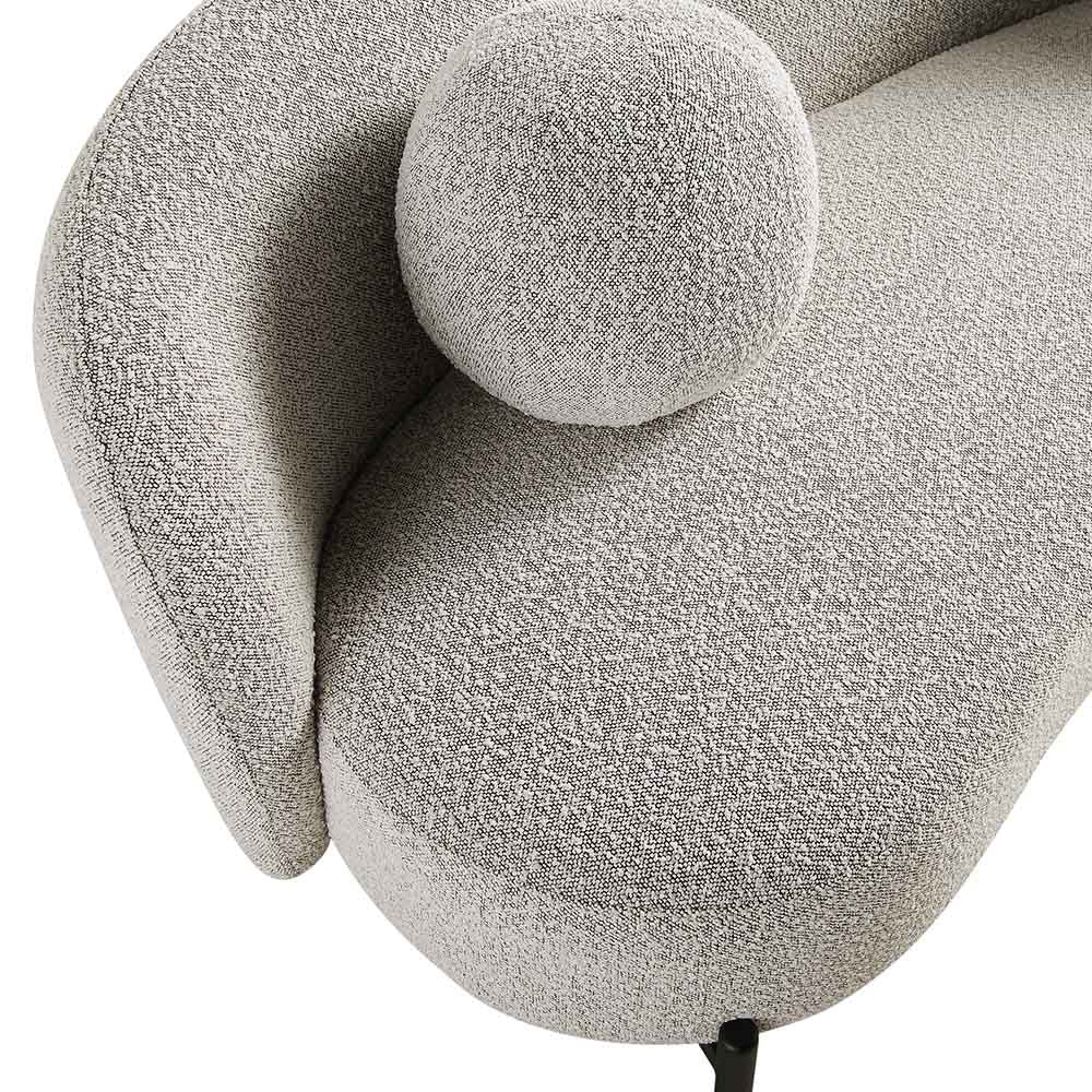 3-Seater Curved Sofa with Ball Cushions, Mist Gray Boucle