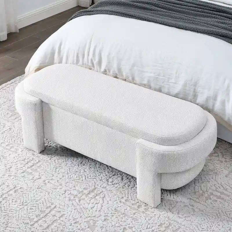 Chenille Upholstered Bench