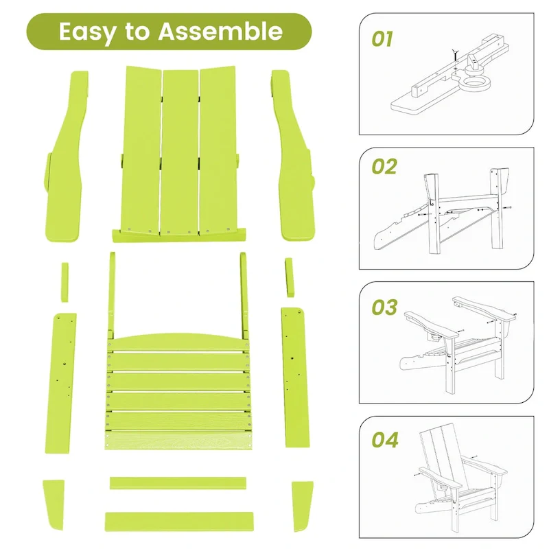 HDPE Modern All weather Adirondack Chairs with Cup-holders
