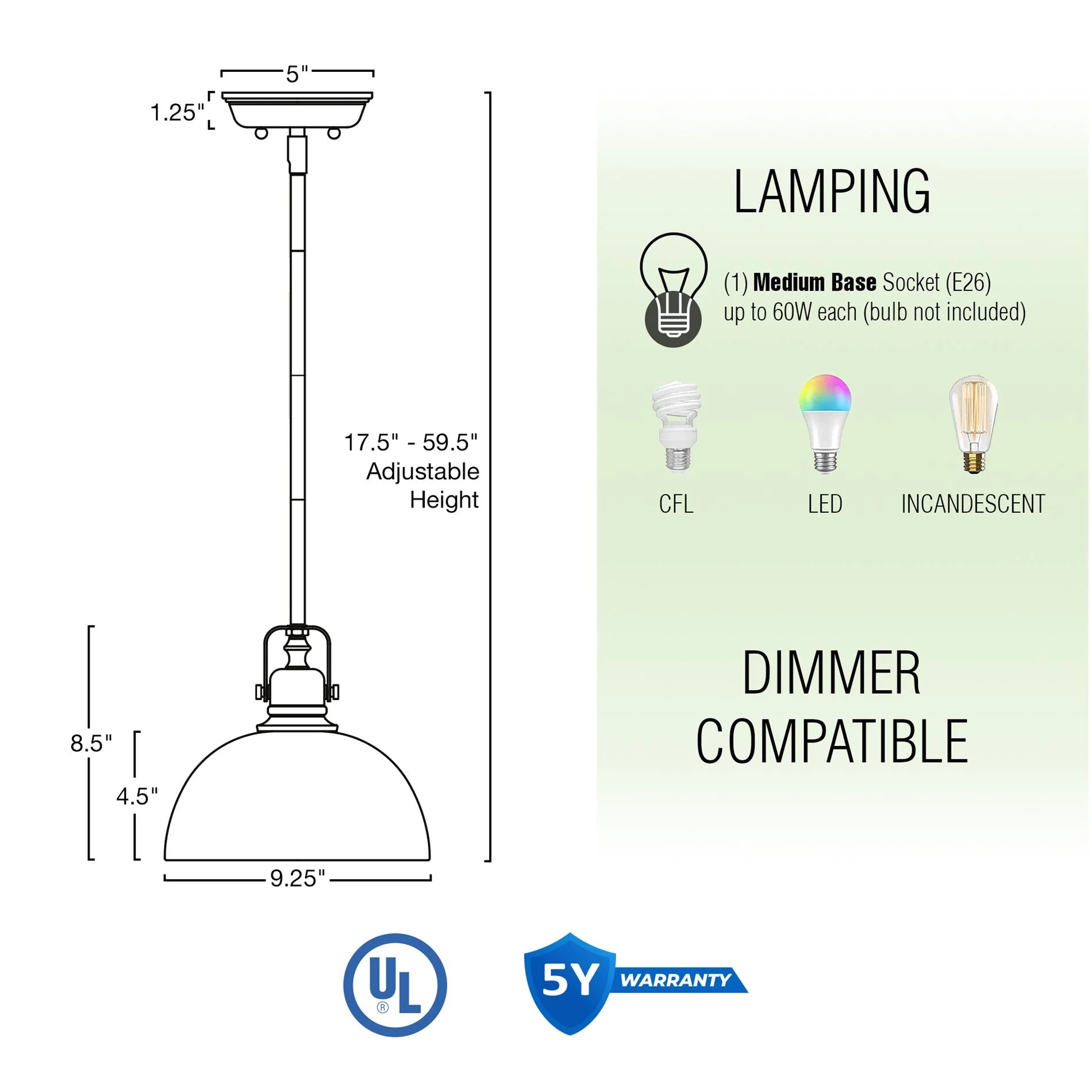 Belle 9 Contemporary Industrial Pendant Light