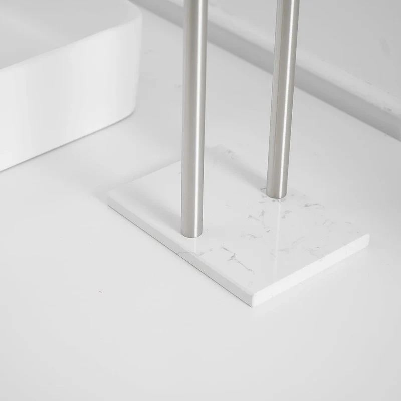2-Tier Towel Rack Countertop Free Standing with Natural Marble Base