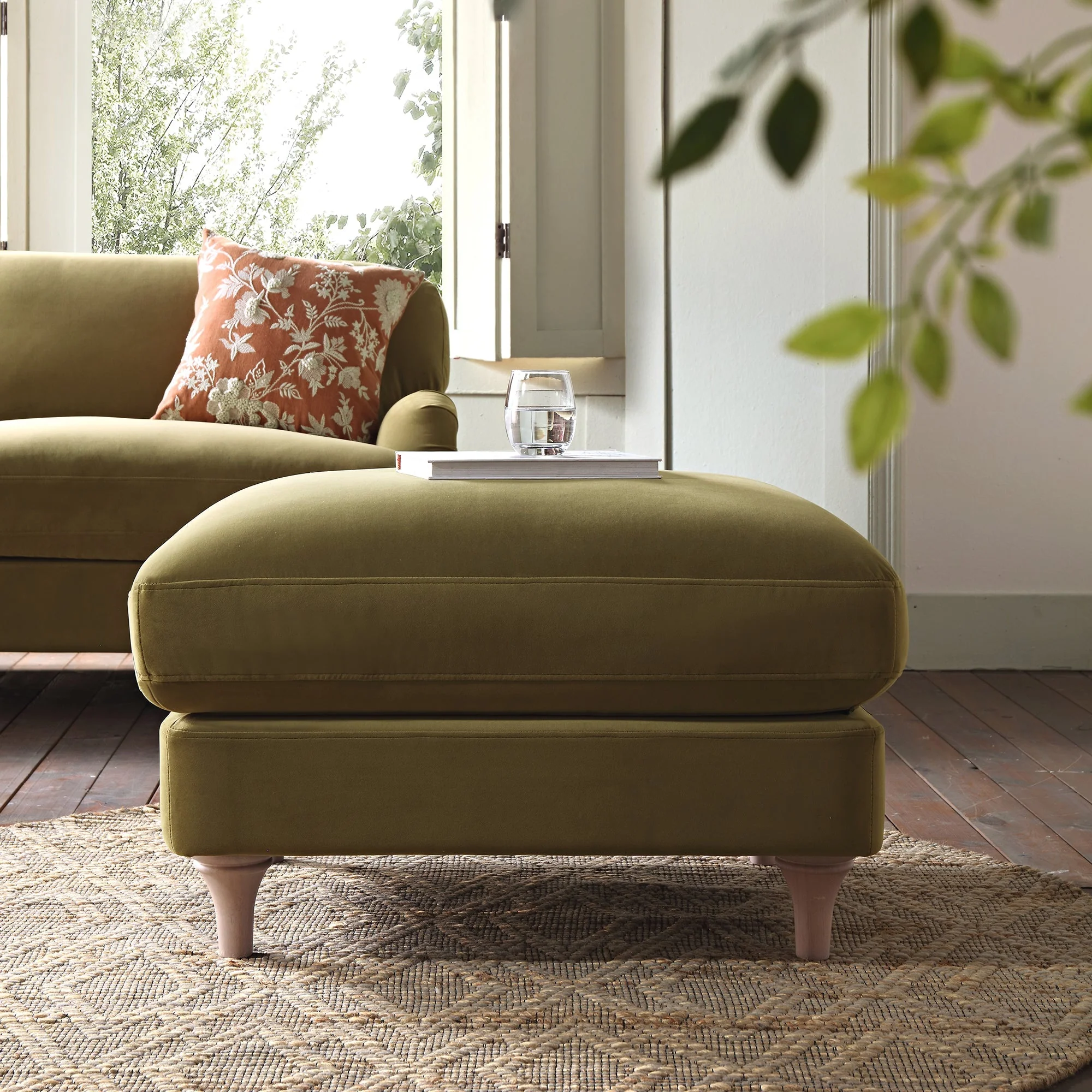 Fudge Velvet Sofa, Footstool