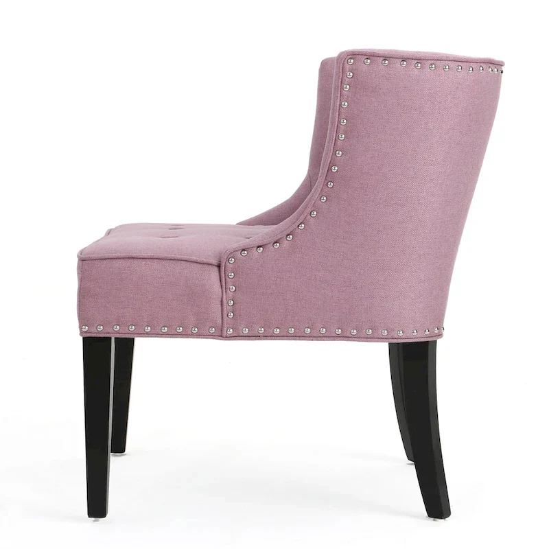 Lavender PUrple Modern 28 Accent Chair with Button Tufted Waffle Stitching and Nailheads