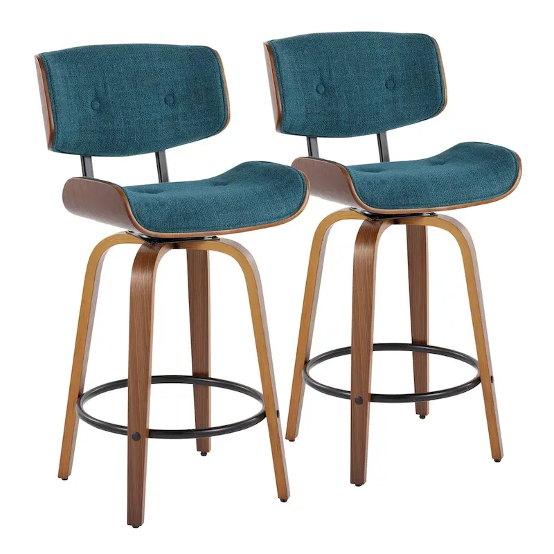 Leksand 26 Fixed-Height Counter Stool with Bent Wood Legs (Set of 2)