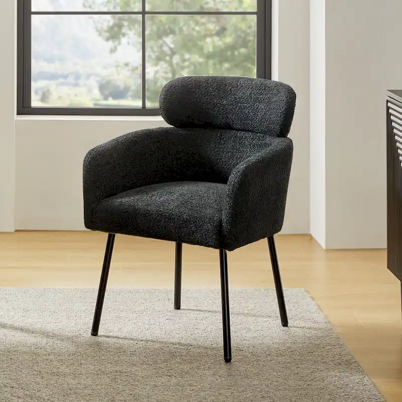 Amos Modern Boucle Dining Chair with Adjustment Feet