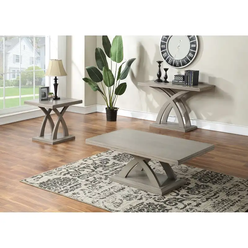 Grey X-Base Coffee Table, Casual Style, Seats 1 Room