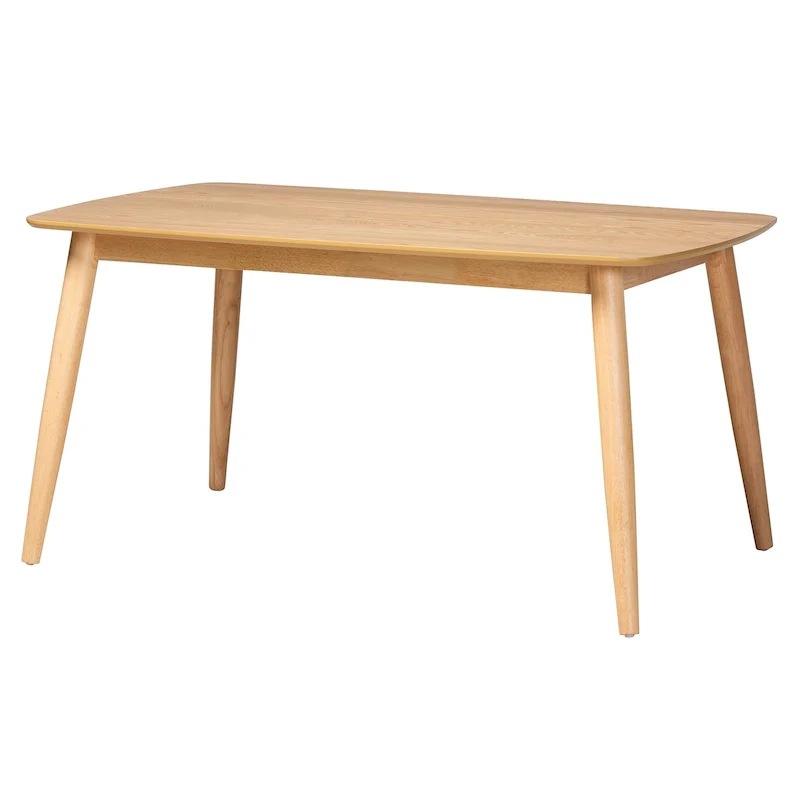 Mid-Century Modern Rubber Wood Dining Table – Seats 6, 59