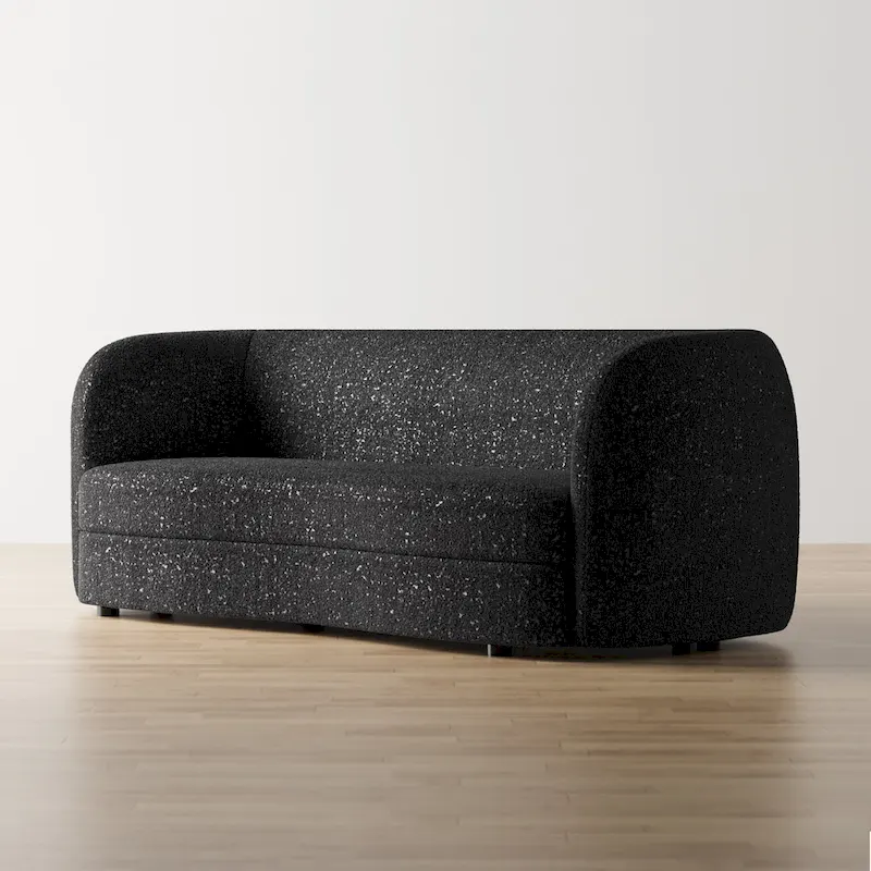 Modern Curved Arms Boucle Sofa with Kidney Style Seat