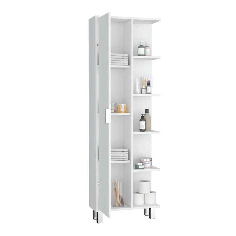 Crovie 63  Tall Modern Bathroom Seven Shelves Tall Linen Tower