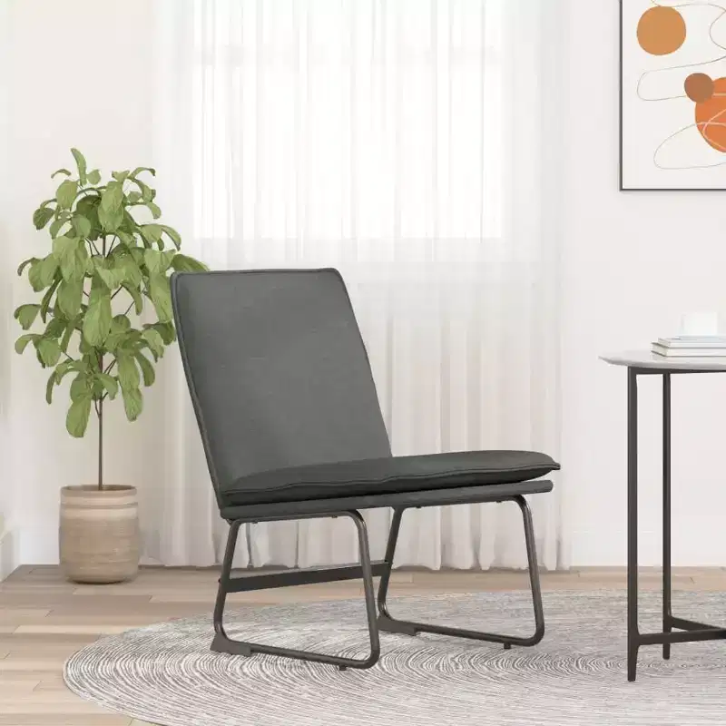 vidaXL Lounge Chair Dark Grey - Upholstered Single Accent Armless Chair for Living Room Bedroom Office