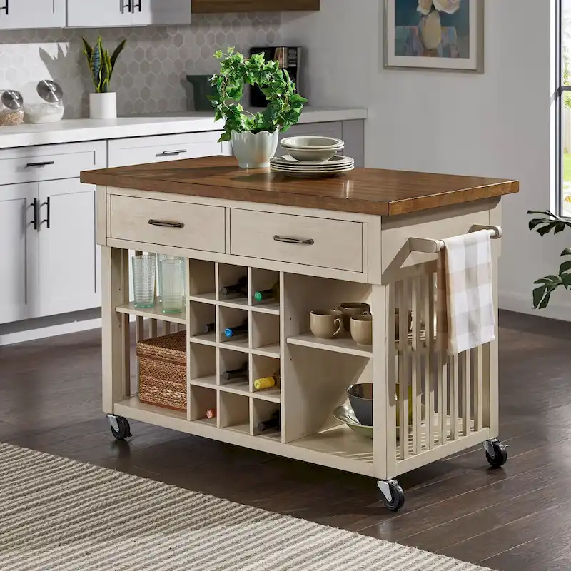 Eleanor Kitchen Island with Wine Rack by iNSPIRE Q Classic