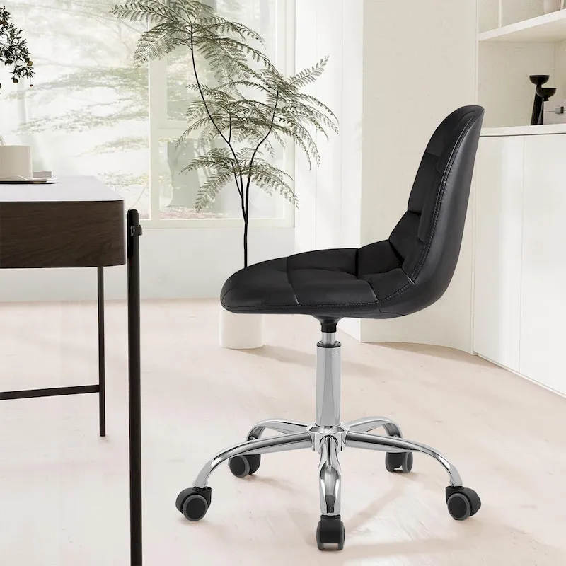Javlergo Armless Home Office Chair, Height Adjustable Computer Desk Chair with Wheels