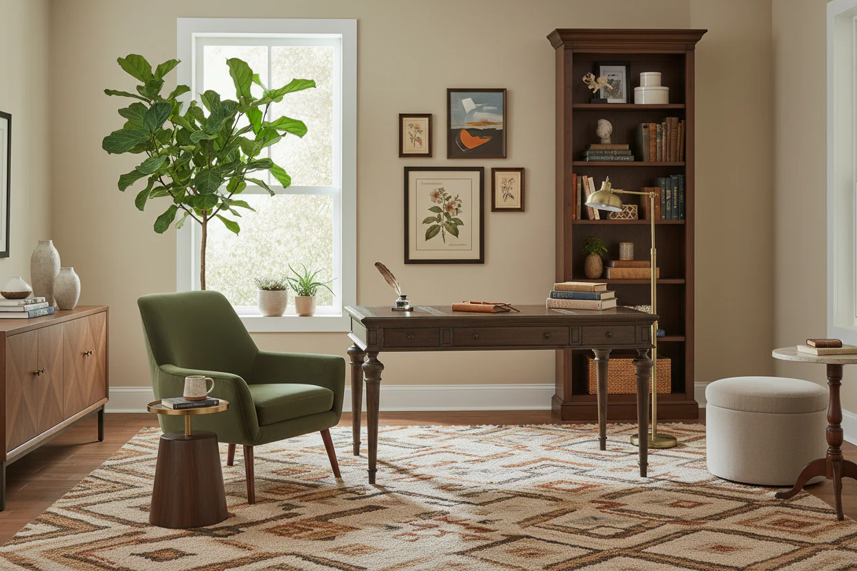 Java Finish Writing Desk with Drop Front Drawer - Mindi Wood - 60 Inch