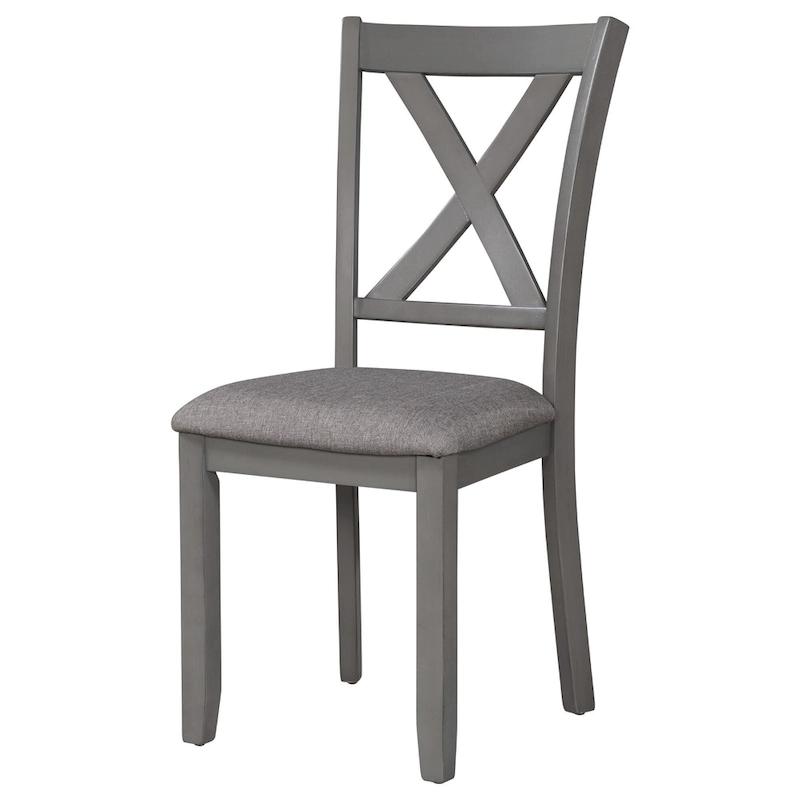 Gray Traditional 6-Piece Wooden Dining Table Set with 4 Upholstered Chairs and Bench