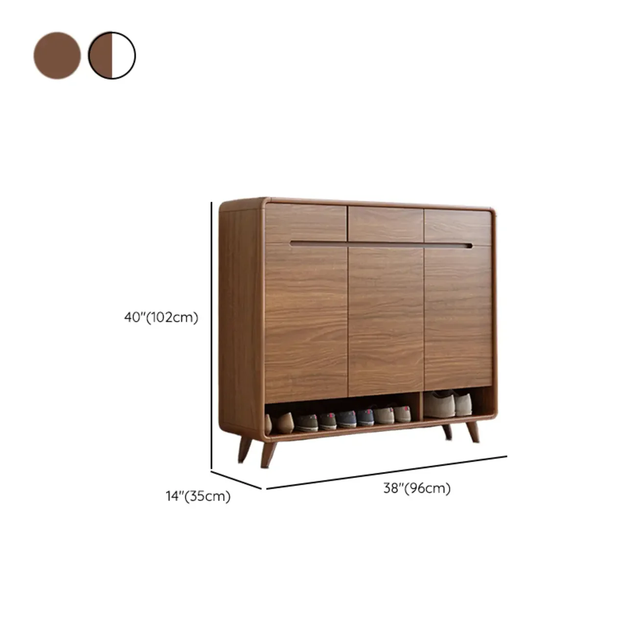 Modern Wood Hallway Shoe Cabinet with Drawers