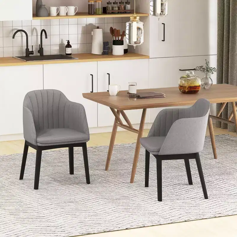 Costway 2PCS Modern Dining Chairs Upholstered Velvet Accent Chairs w/ Curved Backrests
