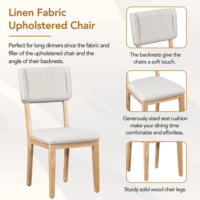 5-Piece Wooden Dining Table Set with 59 Rectangular Table & 4 Chairs