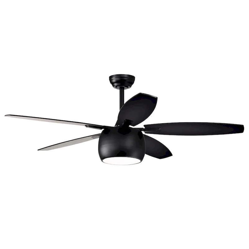 Matte Black 52 in. 6-Speed Integrated LED Indoor 5-Blade Ceiling Fan with Light Kit and Remote Control