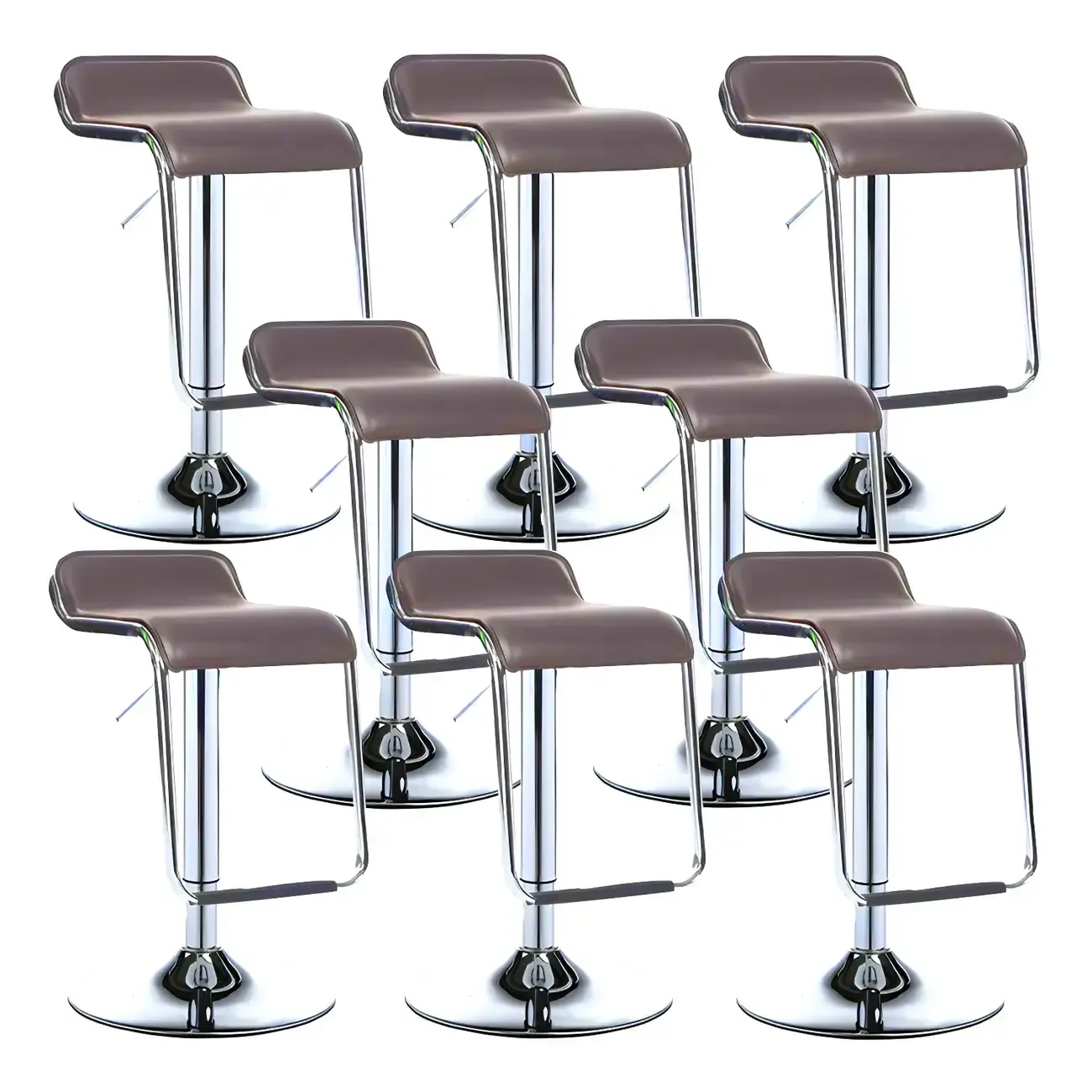 Modern Pedestal Swivel Bar Stool Adjustable Height Low Back Faux Leather