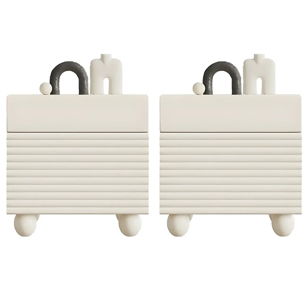 Narrow Cubic 2-Drawer Wood Small Bedside Table