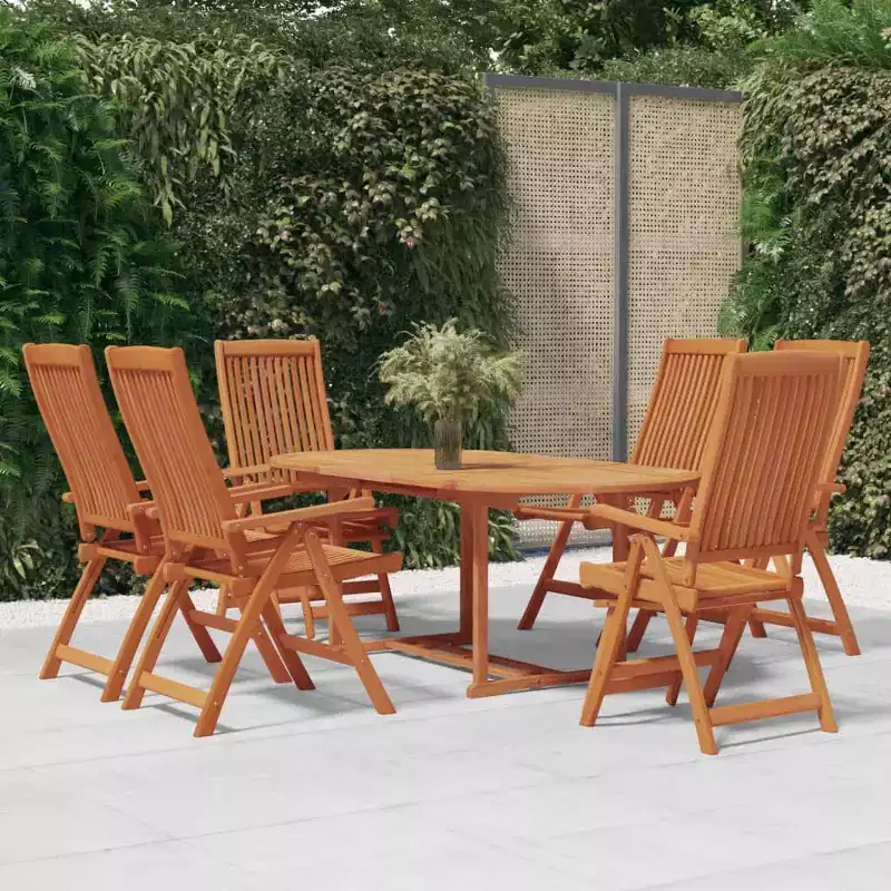 vidaXL Patio Dining Set Outdoor Extendable Table and Chair Solid Eucalyptus Wood