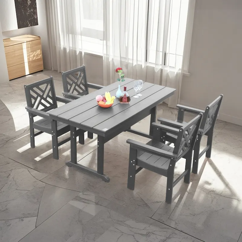 5 Piece HDPE Patio Outdoor Furniture Set for 4