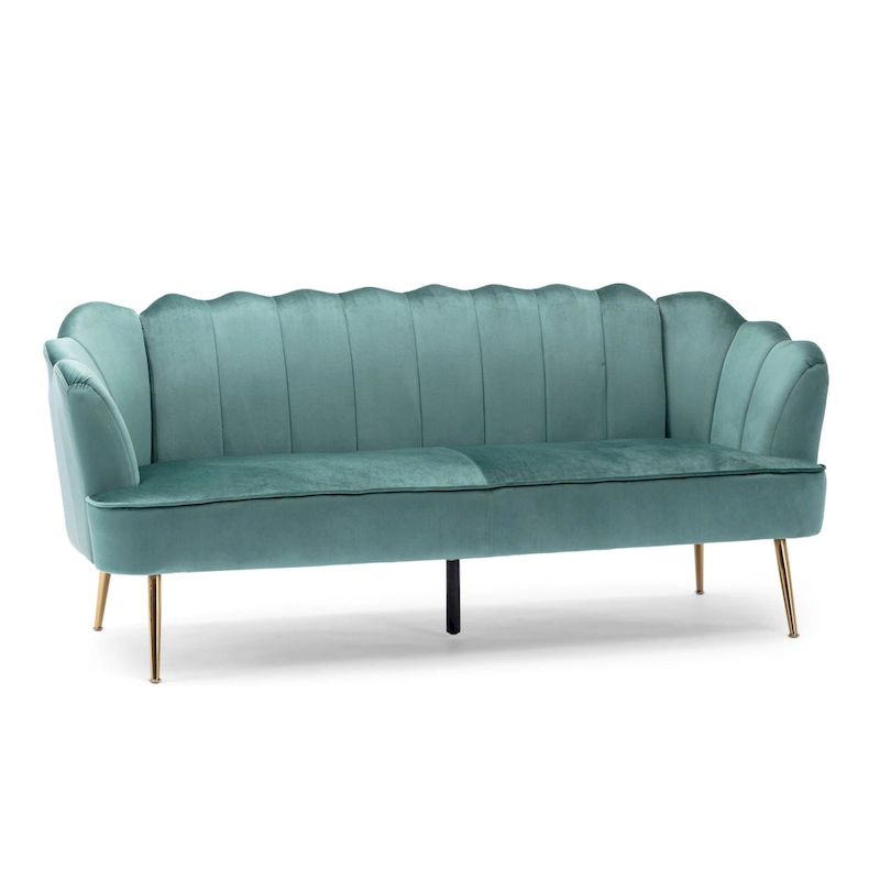 Reitz Glam Velvet Shell 3 Seater Sofa by Christopher Knight Home - 76.25 L x 29.25 W x 33.50 H