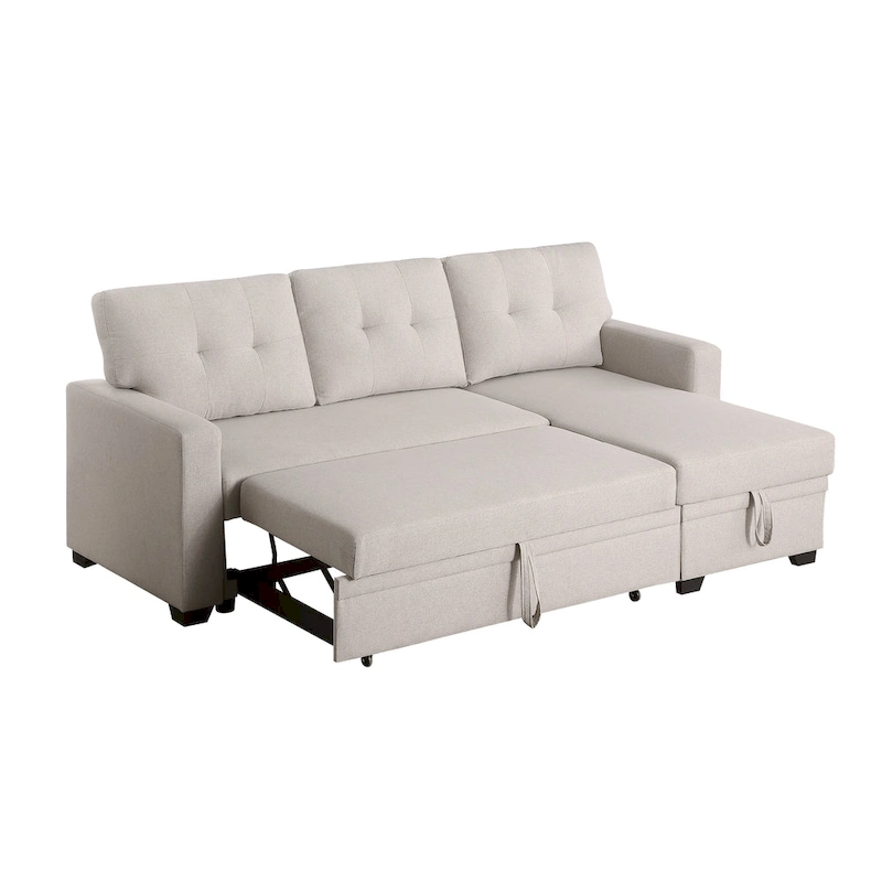 Upholstered Pull out Sectional Sofa with Chaise