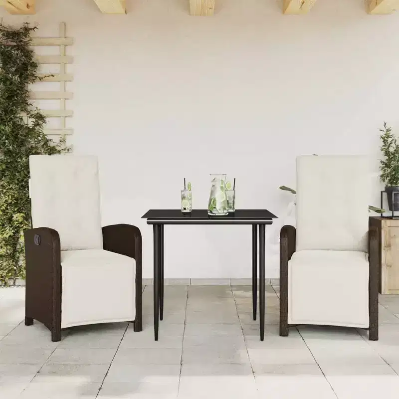 vidaXL Garden Dining Set - Poly Rattan, Cushions Included
