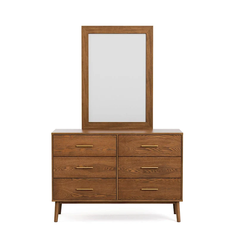 Walnut Mid-Century 6-Drawer Dresser