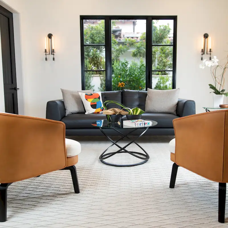 Cross Base Tempered Glass Round Coffee Table